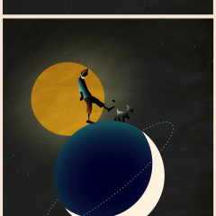 one young man caucasian kicking tin can sad bore side view in studio white background